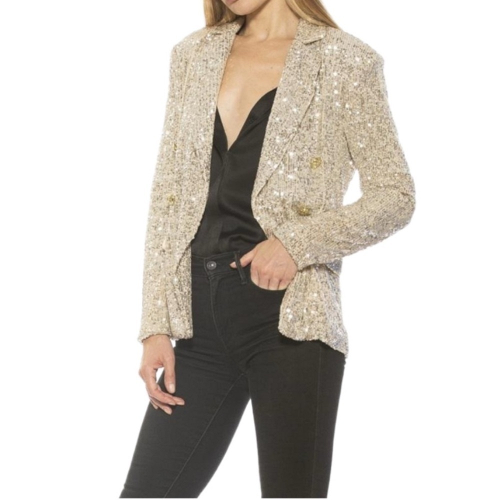 Alexia Admor Size 6 Abbie Blazer Gold Sequins